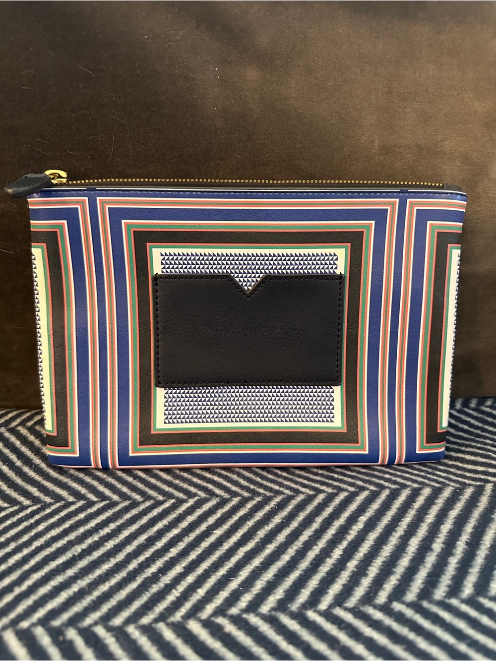 J. Crew Printed Rectangular Pouch with Outside Card Pocket